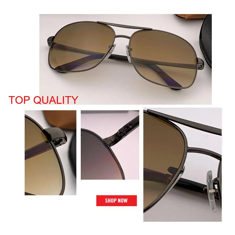 2019 مصنع جديد نساء المعادن العدسة الكبيرة النظارات الشمسية الرجال rd3387 Sun Glasses Female G15 Brown UV400 خمر درع كبير الحجم
