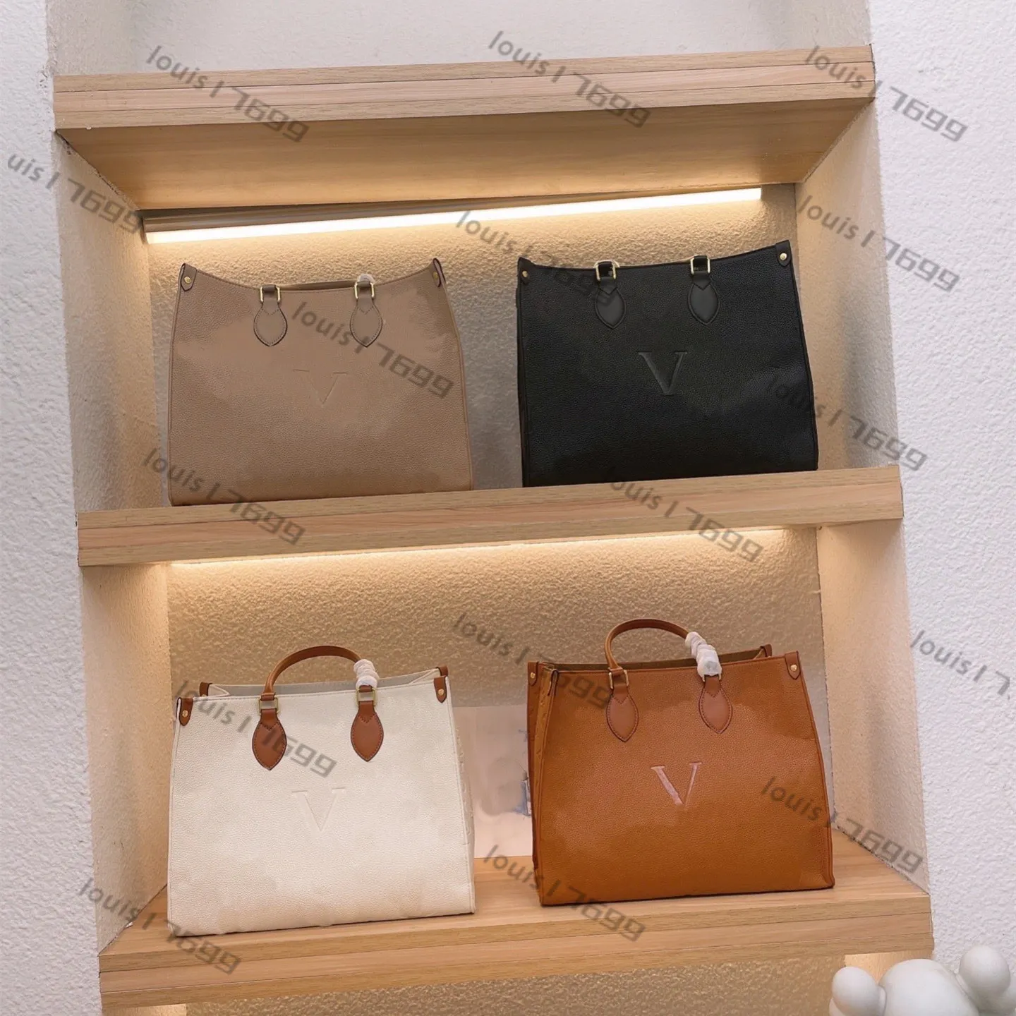 أزياء ماكرة Onthego Touses Women Luxurys المصممين حقائب اليد الجلدية الأصلية رسول الكتف حقيبة حقيبة محفظة على محفظة محفوظات المحافظ
