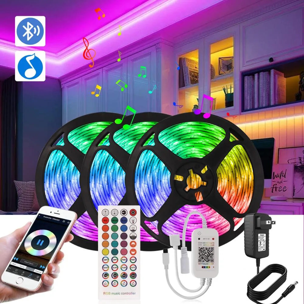 LED Bande Lumineuse Bluetooth LED Ruban TV Rétro-Éclairage Télécommande Lumineux Néon Chambre Fête De Vacances Lumières Décoratives