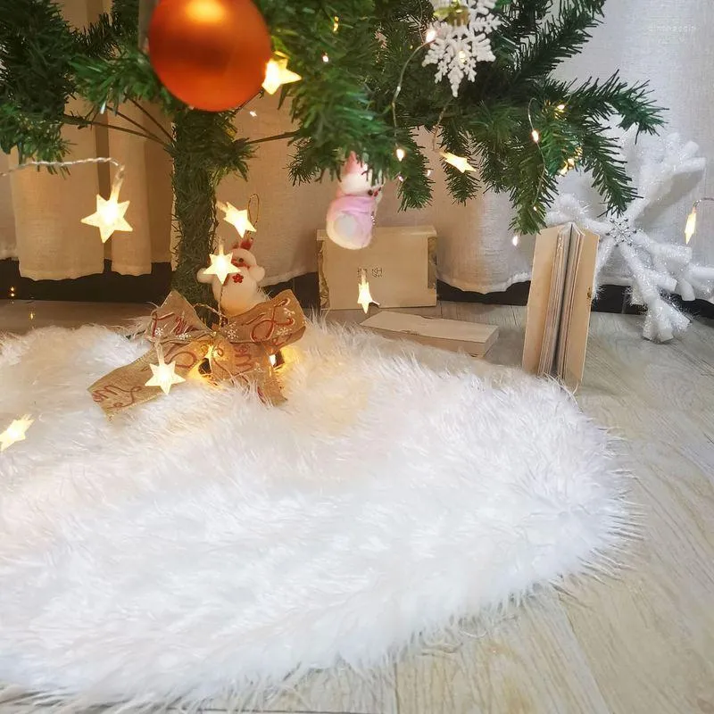 Décorations De Noël Creative Blanc En Peluche Arbre Jupes Tapis De Fourrure De Noël Décoration Année Maison Extérieur Décor Événement Fête THG