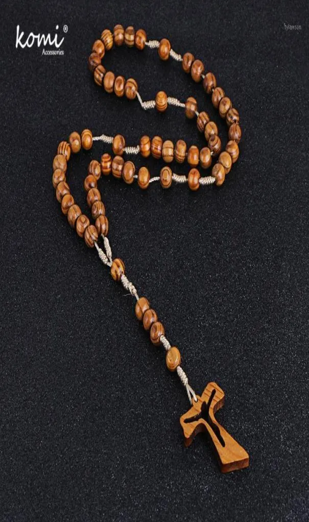 Подвесные ожерелья Komi Католик Христа Православные деревянные бусины Полово крест n