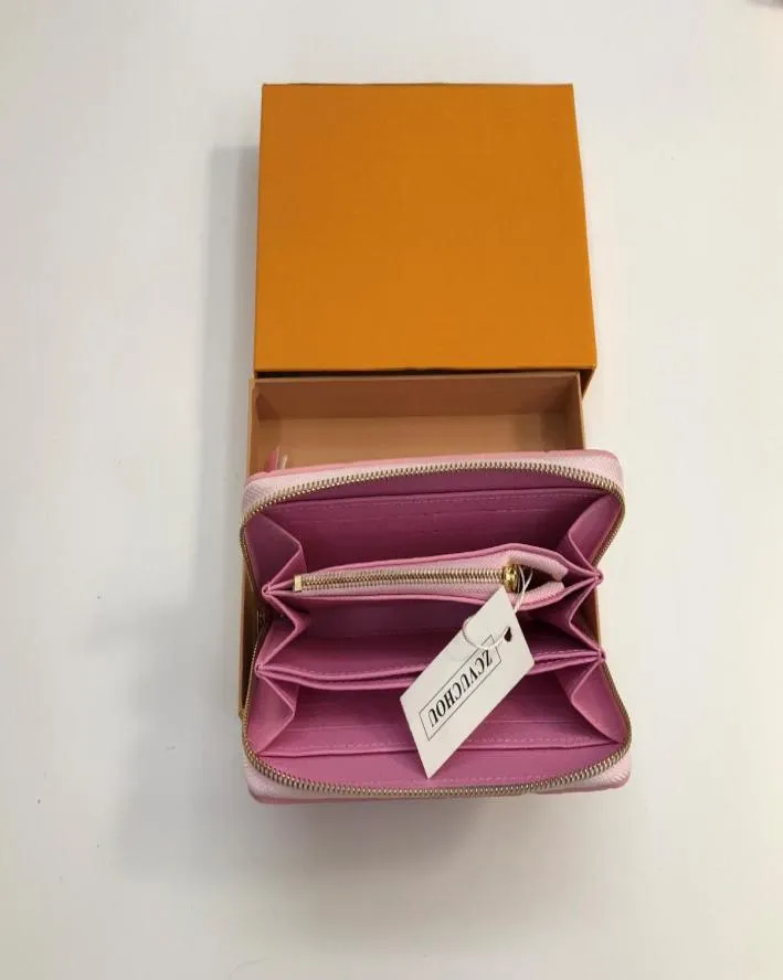 3 색 패션 디자이너 클러치 정품 가죽 지갑과 오렌지 박스 CA