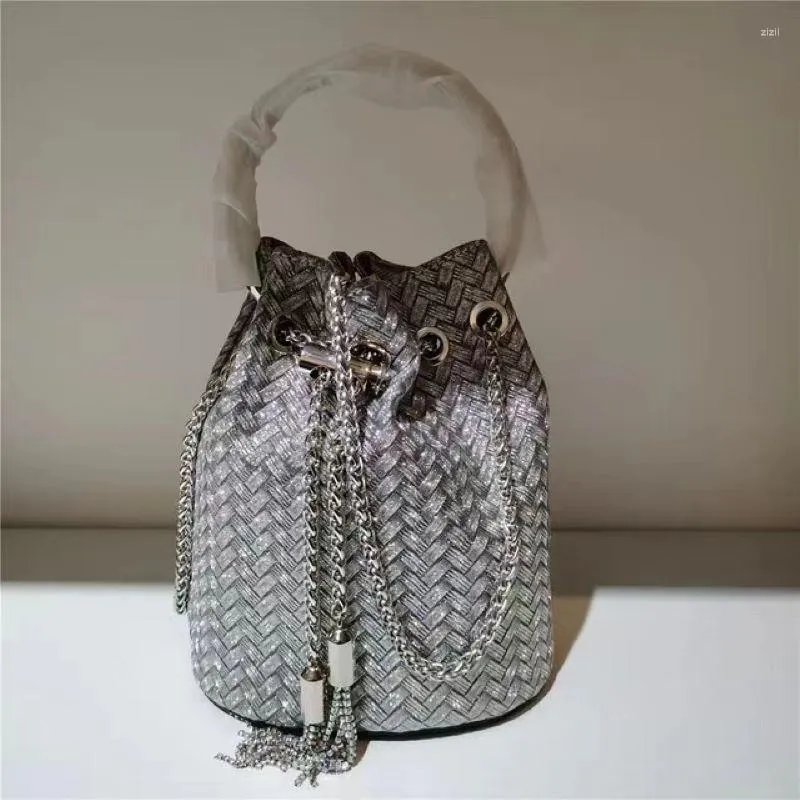 Abendtaschen Metallic Farbe Künstlicher Diamant Eimer Tasche Rhinstone Clutch Handtasche Cross Body Glänzender Luxus für Frau