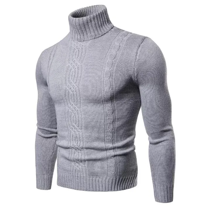 Turtleneck Pullover Sweater Men's Wool Turtle Neck Top Autumn Spring Winter Thick Sweaters Light Gray Dark Gray Black Khaki Sweaters9805