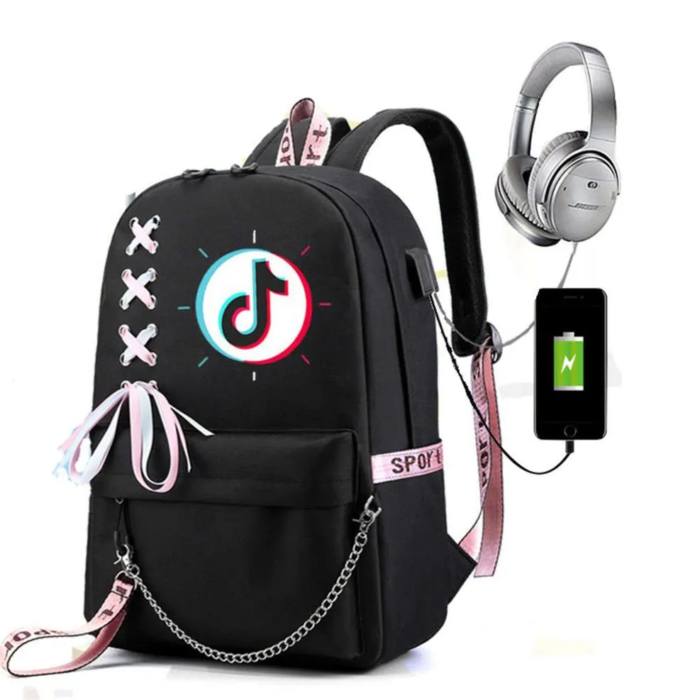 Bolsa de hombro de mochila Tik Tok Tiktok USB Bag Corean Pack Leisure Pack2598