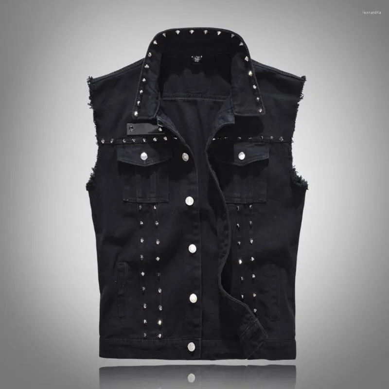 Les débardeurs masculins sont cool à la mode mince de gilet masculin coulant masculin rivets streetwear