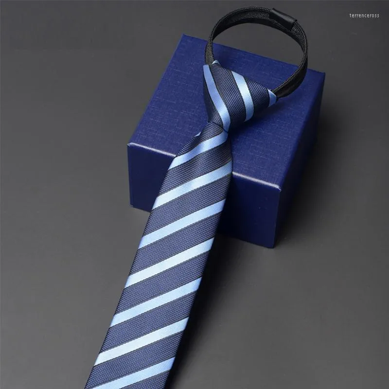 Lignes d'arc Ties mode formel 5 cm Skinny Zipper Tie Marque de haute qualité Business Business Work Necktie Classical Blue Striped Necd for Men