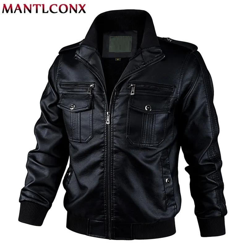 Men's Leather Faux MANTLCONX Autumn Spring Motorcycle Jacket Men Windbreaker Fashion PU Jackets Male Outwear Warm 5XL 6XL 220908