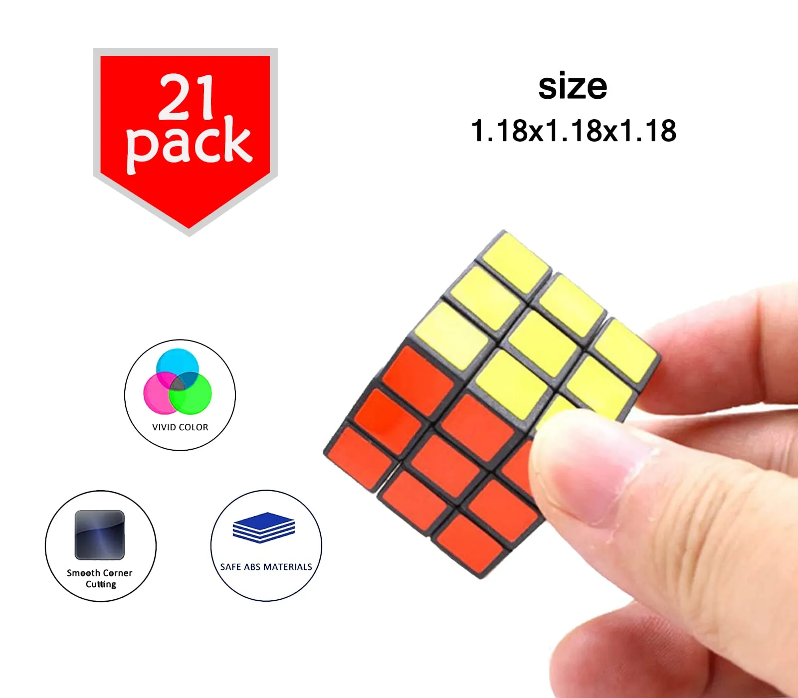 Vroxdrez Lot De 18 Mini Rubik's Cube 3x3x3 Cm – écologiques, Couleurs Vives, Sécurité Enfants, Pour Anniversaires, Récompenses, Voyages