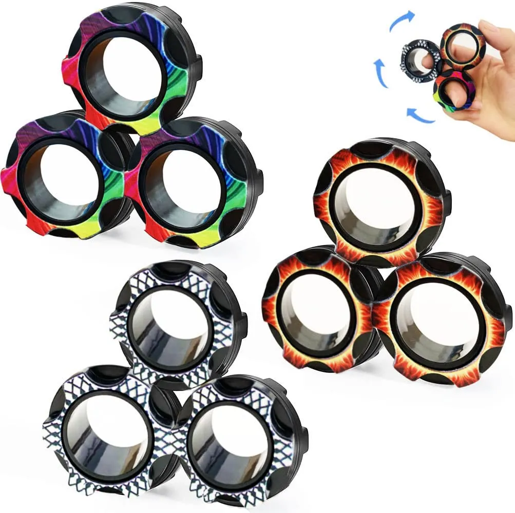 Amazon.com: Pushmick 9Pcs Finger Magnetic Ring Fidget Toys, Colorful Finger  Rings Toy Great for Training Relieves Reducer Autism Anxiety. : Toys & Games