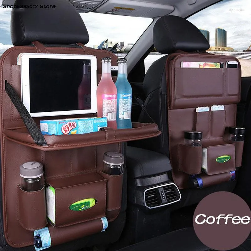 Car Organizer Pu Leather Pad Bag Seat Back Tray Travel Storage Foldable Dining Table For Captur 2022