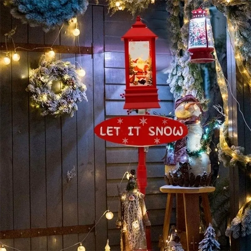 Decorazioni natalizie Albero di Babbo Natale Pupazzo di neve Lampione Decor Ornamenti Nevicata Luci Musica che emette Natale Decorazione esterna 220908