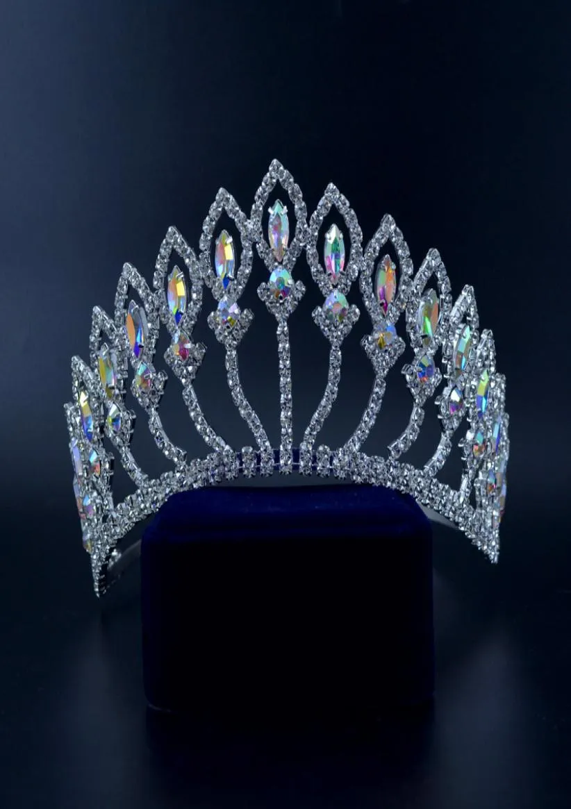 التيجان المتوسطة Tiaras Miss Beauty Pageant Queen Crown Mix Crystal AB Wedding Wedding Accessories Headposities Headponds Beadband Mo2