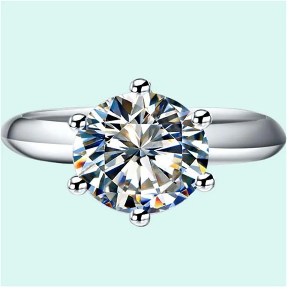 Clusterringen Test Positive 3CT 9 0mm D-E Lab-gekweekte Moissanite Diamond Diamond Ring 925 Sterling Silver Engagement Female12690