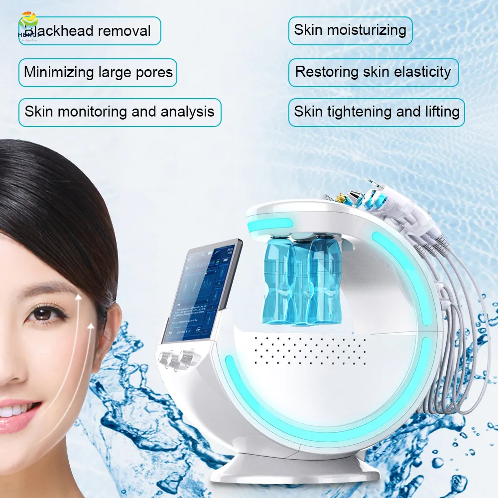 Przenośna mikrodermabrazja próżniowa maszyna Salon Beauty 7 w 1 Ice Blue H2O2 Hydrofacials Skóra głębokie czyszczenie Traktowanie Pro Instrument twarzy