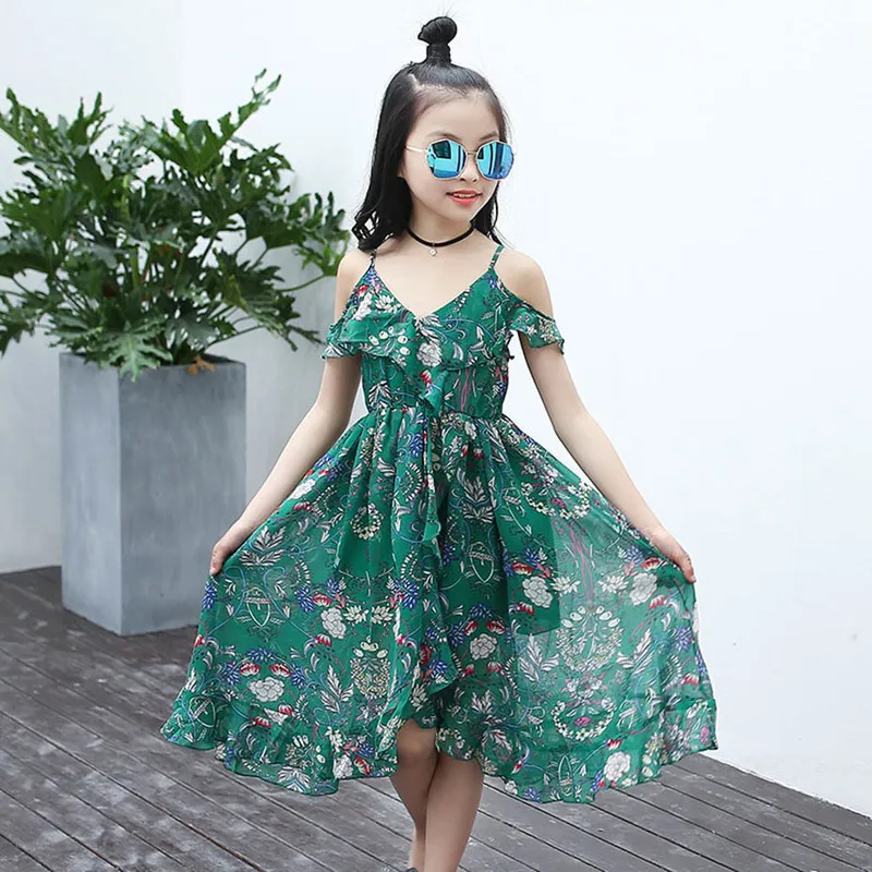Aixinghao Bohemian Summer Dress For Girls Casual Beach Navy Floral Sundress  For Teenage Kids 6 12 Years From Kong06, $9.71 | DHgate.Com