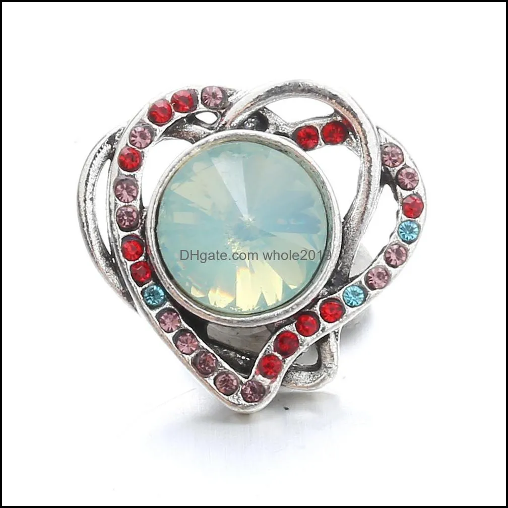 Altri componenti per gioielli con bottoni a pressione Colore strass Cuore 18 mm Bottoni a pressione in metallo Bracciale rigido Noosa Ze0066 D Dhseller2010 Dhkpv