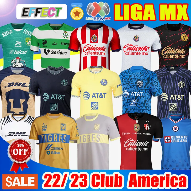 21 22 23 Club America Camisas de Futebol 2022 2023 Atlas NAUL Tigres Chivas Guadalajara Xolos Tijuana Cruz Azul Casa UNAM Camisas de Futebol