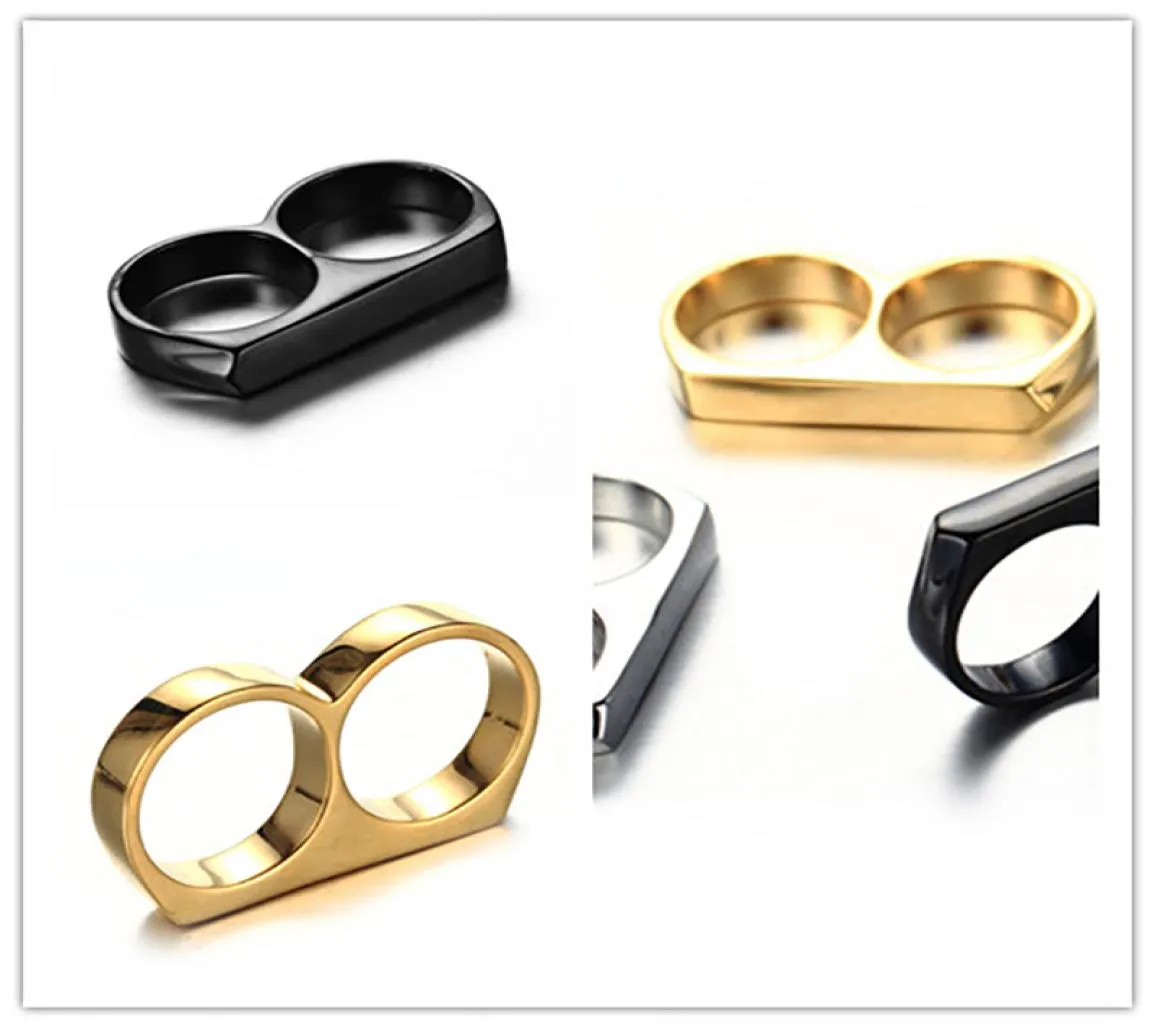 الفضة الذهبية الأسود لا 10 مفصل من الفولاذ المقاوم للصدأ Duster مزدوج الإصبع المفرد Dr المجوهرات البسيطة التيتانيوم حلقة الصلب