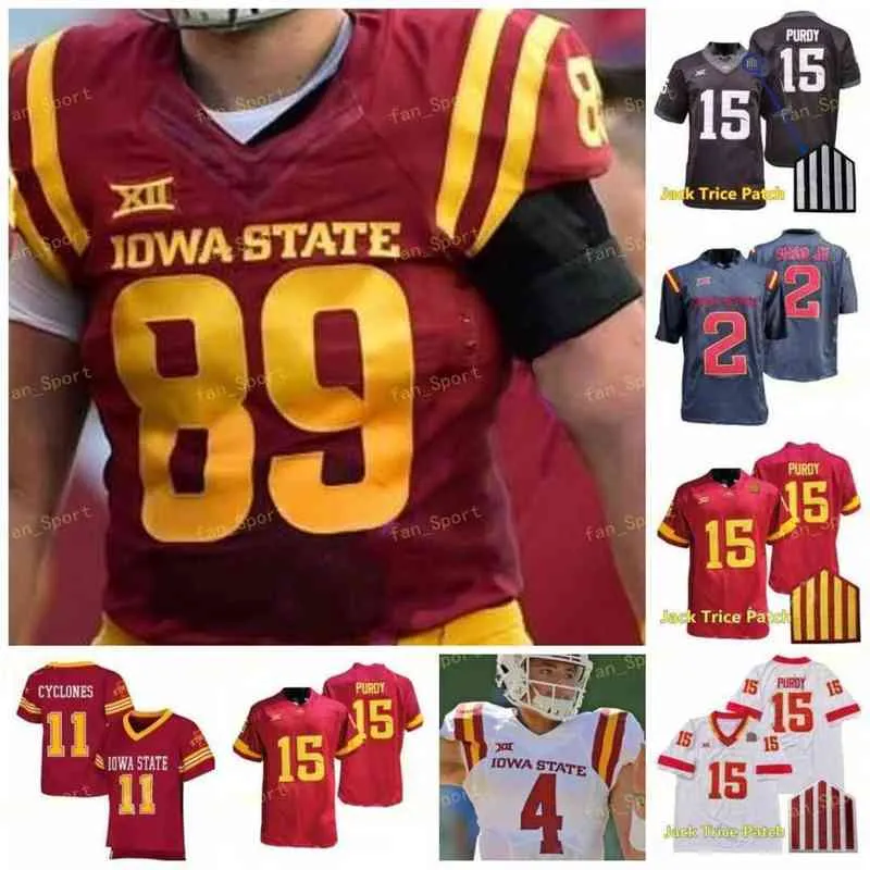 American College Football Wear Custom Iowa State Cyclones ISU Football Jersey NCAA College 9 Will McDonald IV 56 Latrell Bankston 15 Brock Purdy 28 Breece HAL