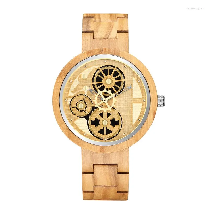 Wristwatches Antique Style Wall Clock Wood Gear Decorative Horloge Personality Roman Living Room Watch Mute Creative Clocks