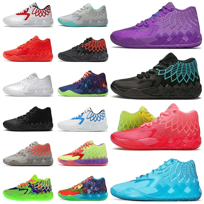 Original Rick And Morty Lamelo Ball Shoe MB 01 Mens Basketball Shoes White Silver Purple Galaxy