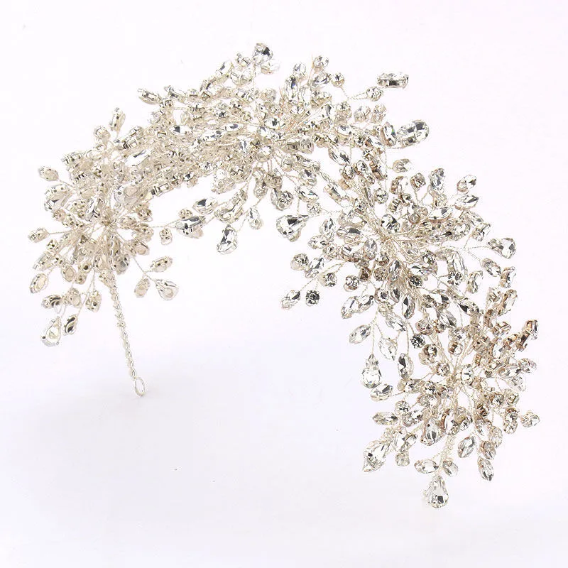 Bruid witte garenhoofdstukken trouwjurk strass headband prinses tiara kroon voor vrouwen