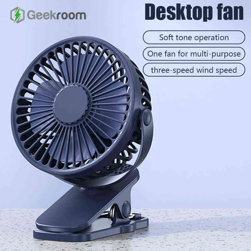 Ventilateurs électriques Geekroom USB Mini Wind Power Handheld Clip Fan Ultra-silencieux Ventilateur Haute Qualité Portable Étudiant Mignon Petit Refroidissement Ventilador T220907