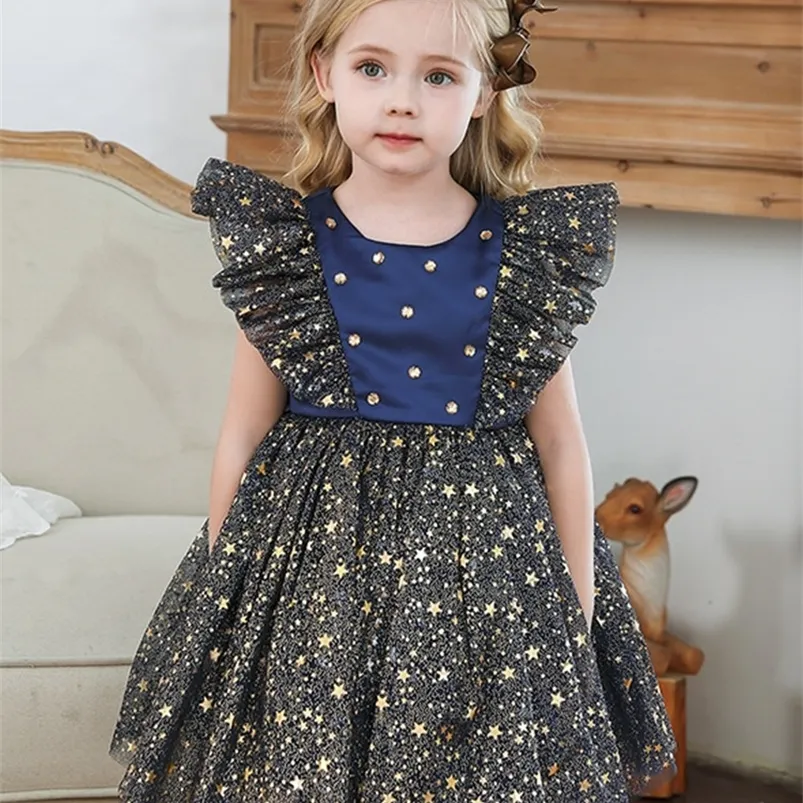 Robes de fille Robe de princesse filles paillettes tutu dentelle maille anniversaire bal enfant en bas âge bébé enfants élégant vêtements de fête de mariage enfants robe de baptême 220908