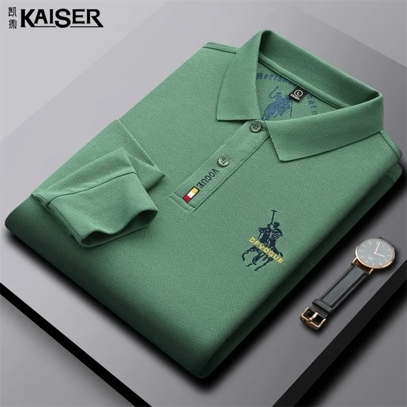 Herren-Poloshirts für Herren, Herbst-Tenis-Passform, bestickte Baumwolle, langärmelig, modisch, lässig, Business-Hemd, Polo-Homme 220908