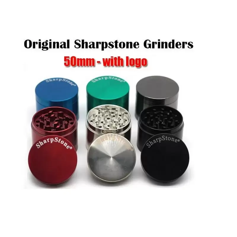 Rookaccessoires Pepperslijsten Groothandel Backwoods Sharpstone Herb Minder 4 Lagen 40/50/55/63mm metalen zinklegering Tabak Crusher Dry Herbal Grinders OEM