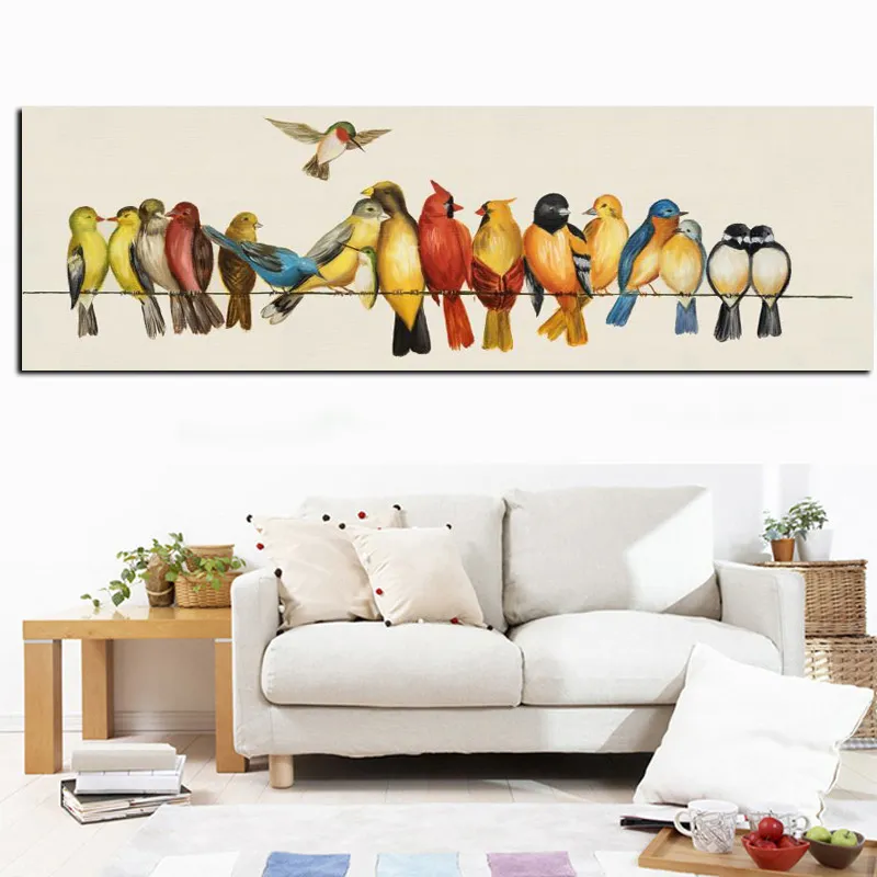 HD Print Horizontal Birds on the Lines Oil painting on Canvas Wall  Art Picture Poster for Bedroom Sofa Home Cuadros Decor (2)