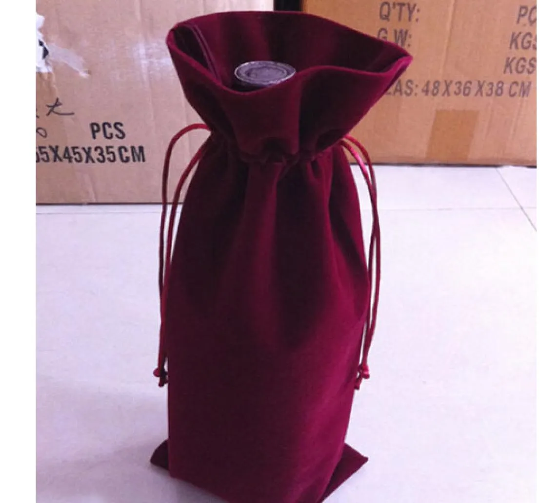 حقيبة تغليف هدايا زجاجة النبيذ 15 × 36 سم 6 × 14 بوصة من 20 حقيبة الرباط المخملية