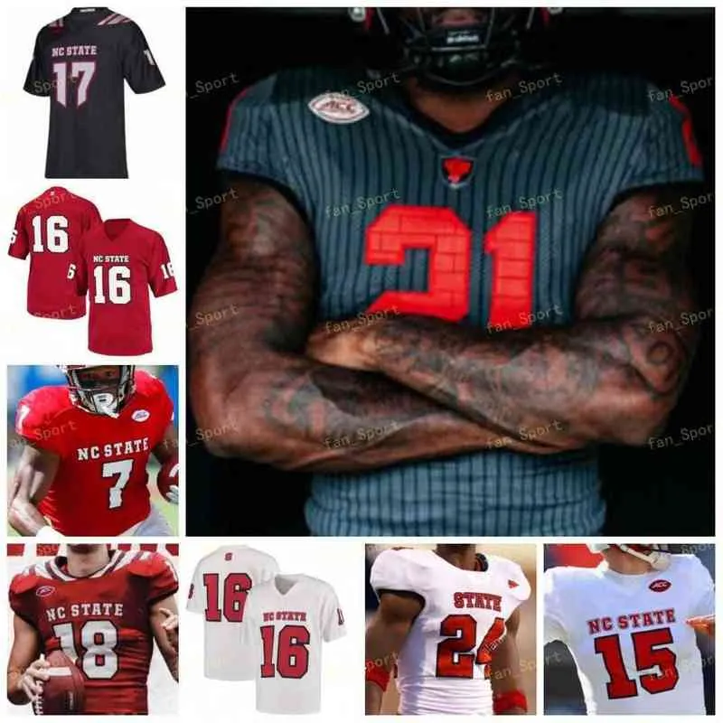 American College Football Wear College NC State North Carolina Wolfpack NCAA College Football Jersey 16 Bailey Hockman 12 Jacoby Brissett 9 Bradley Chubb 81 Torry Ho