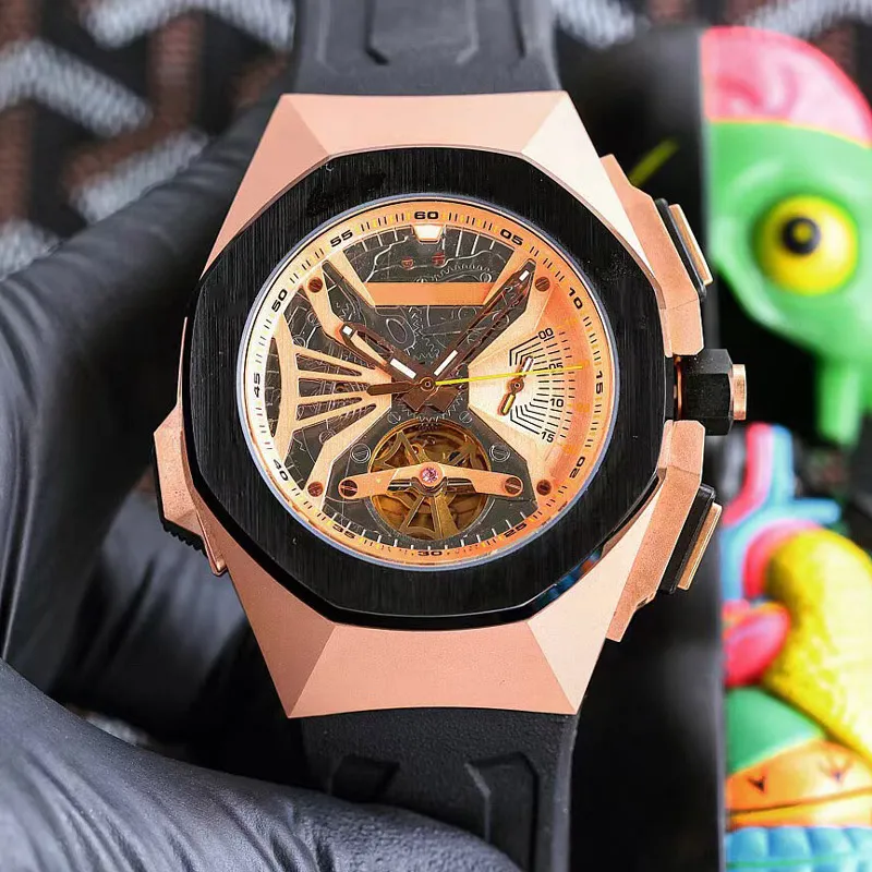 Мужские часы автоматические механические часы 47 -мм градиент диск водонепроницаемые модные бизнес -часы Montre de Luxe