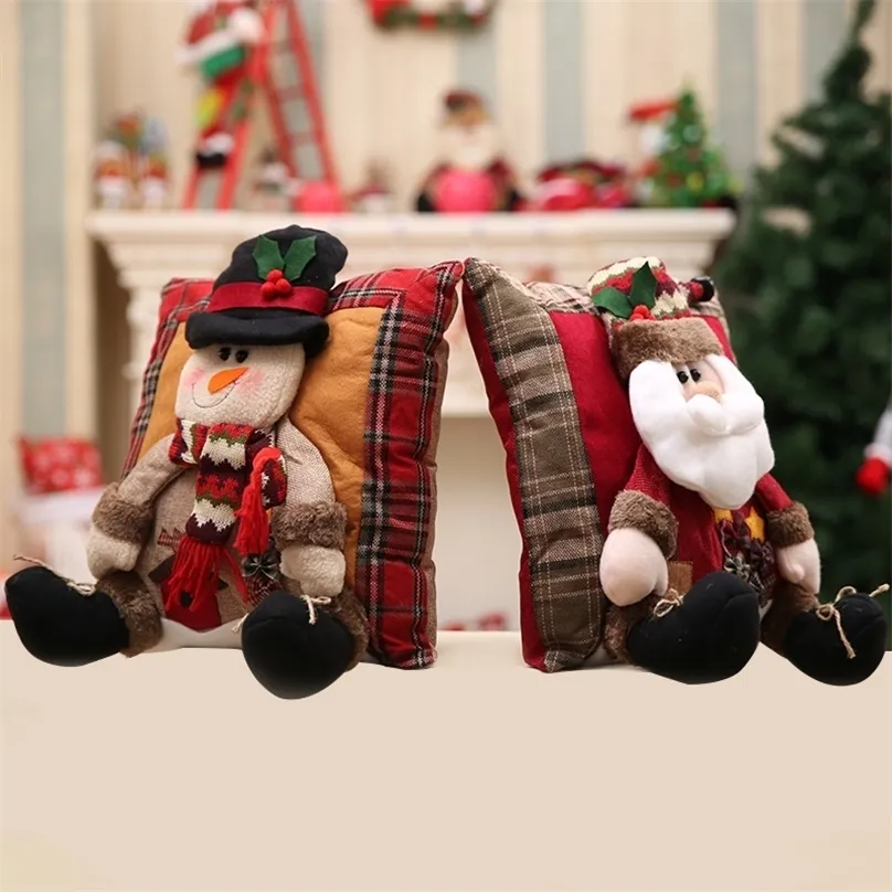CushionDecoratief kussen Fun Kerstmis linnen Stuin Party Decoratieve s Santa Clausule Snowman Cases Decoraties 220908