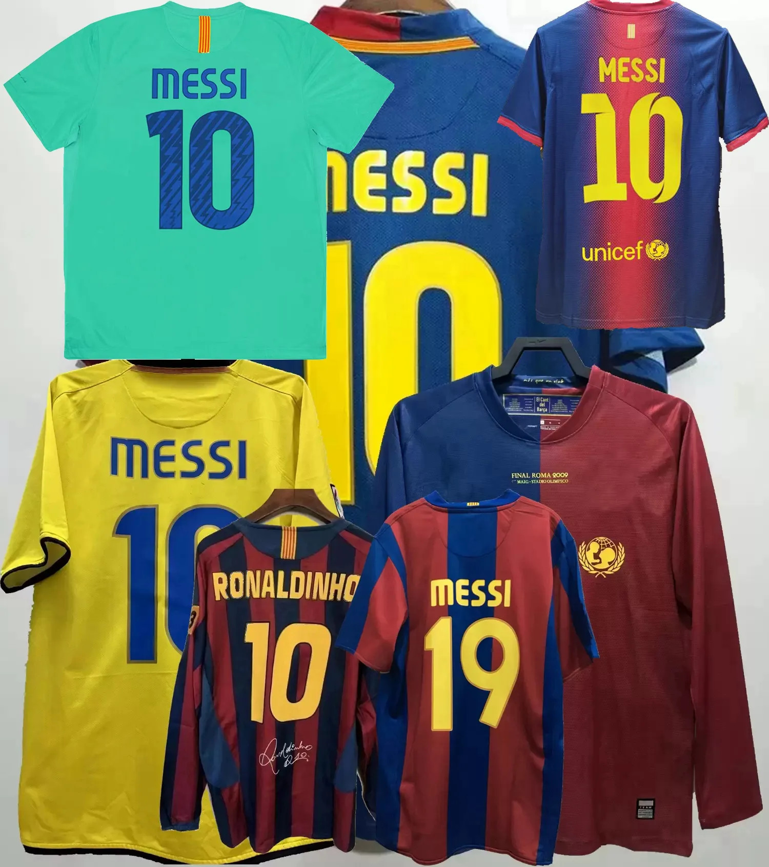 Camisetas de fútbol retro clásicas de MESSI 2005 06 07 08 09 2010 11 12 13 14 HENRY A.INIESTA Eto'o Máquez PUYOL XAVI Daniel Alves Abidal RONALDINHO Mascherano camiseta de fútbol