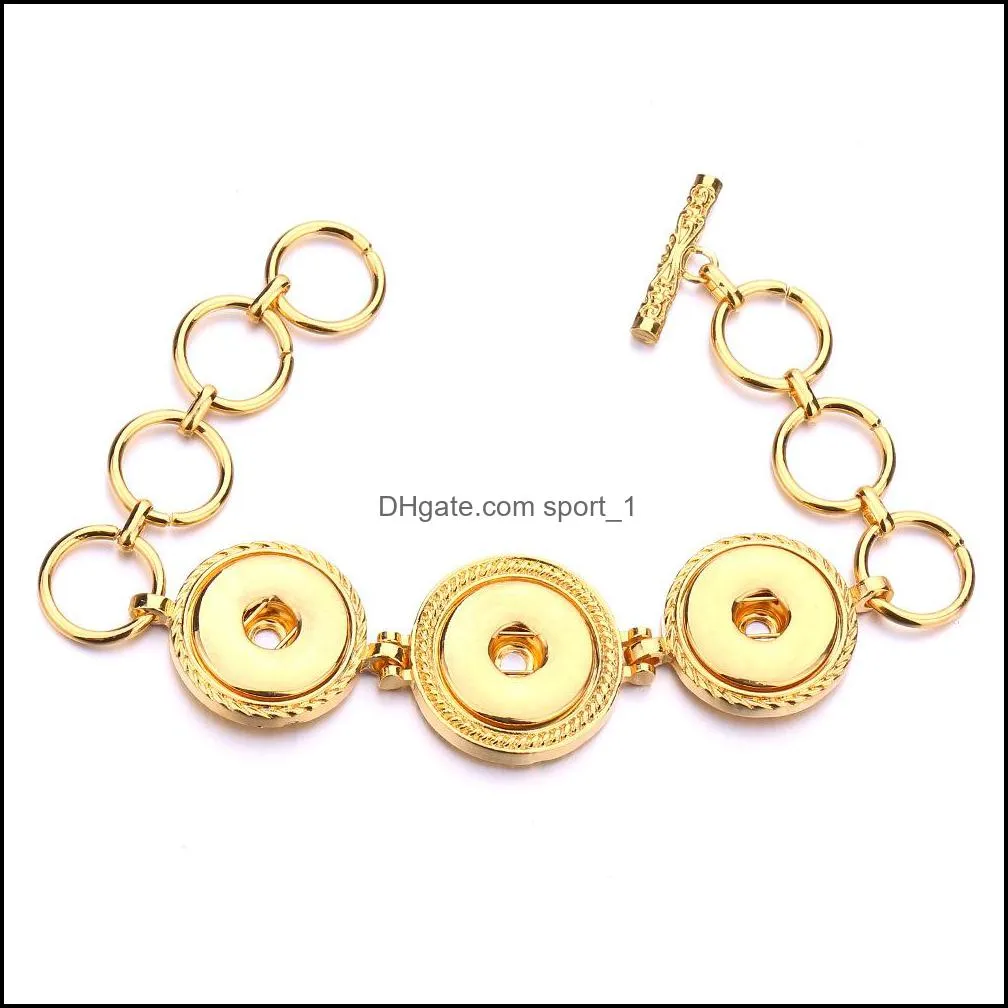 Cazibe bilezik antika sier alaşım noosa üç çıtçıt düğmesi cazibe bilezik fit 18mm snaps düğmeleri kadınlar için mücevherler erkekler dhseller2010 dhdgz