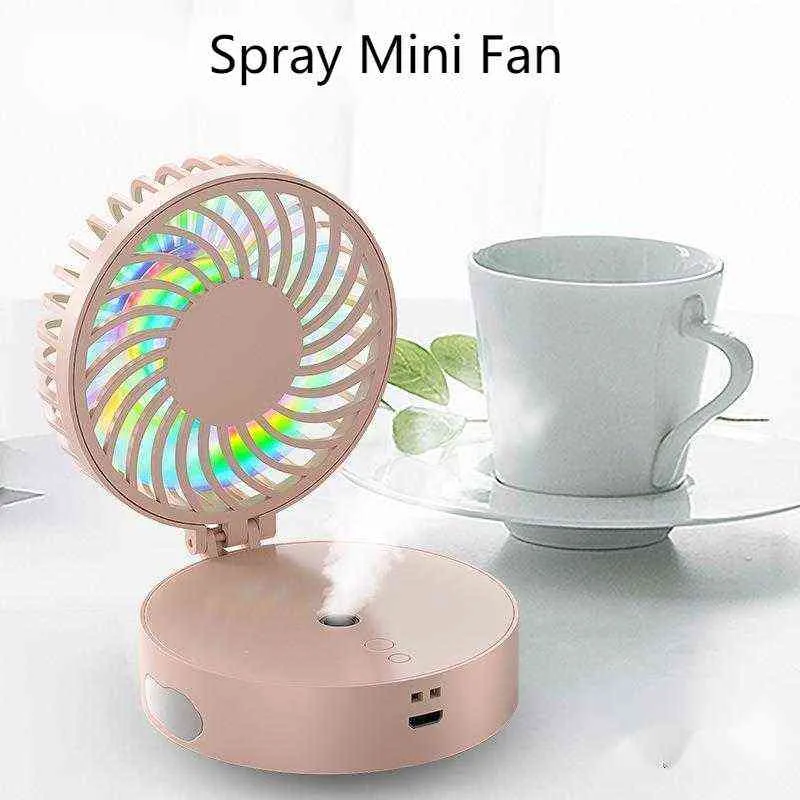 Elektrik Fanları Mini Katlanabilir Su Soğutma Fanı Humidifize Gece Işığı Zamanlayıcı Masaüstü Fan Otomatik Tablo T220907