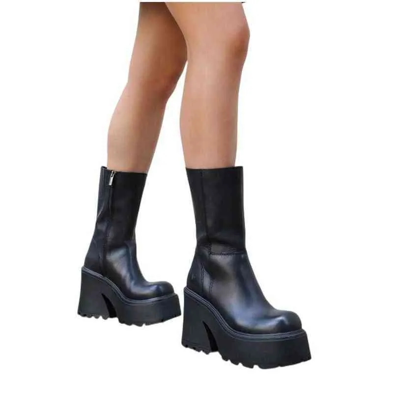 Platform enkelschoenen schoenen voor vrouwen gothic mode midden kalf dames vrouwelijk wintermerk 220815