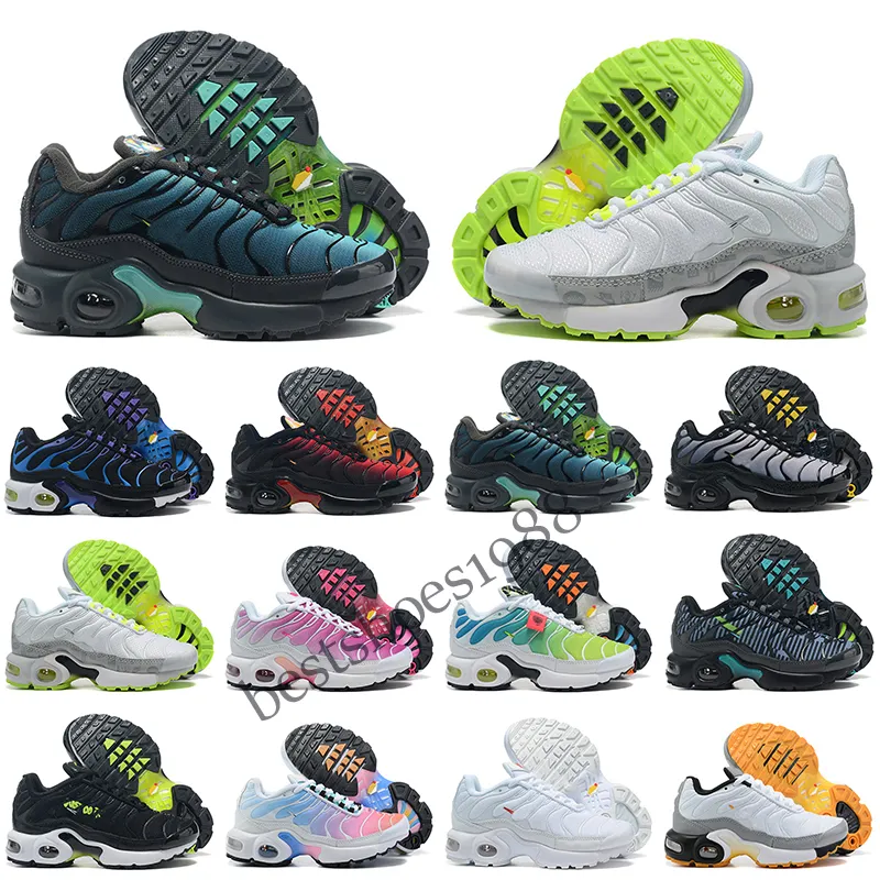 småbarn barn tn Andas regnbåge Mesh löparsneakers tns Kudde barn pour enfants Atletisk sport Skor Plus sneakers