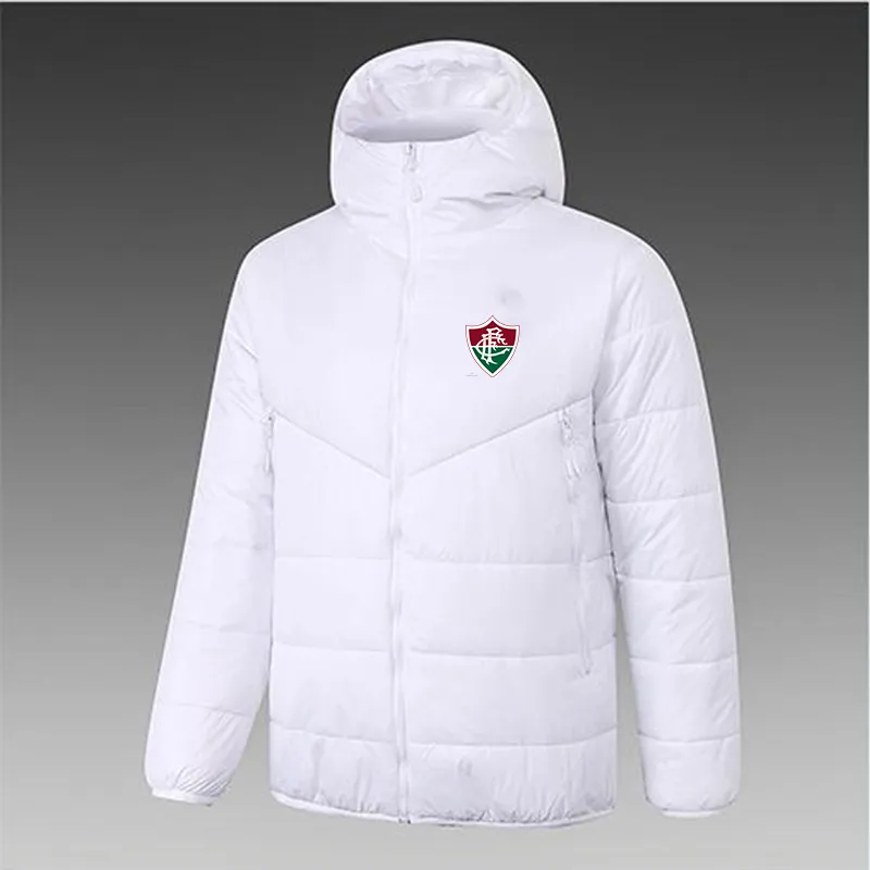 Fluminense FC Men's Down Phoodie Jacket Winter Leisure Sport Coatフルジッパースポーツ屋外暖かいスウェットシャツロゴカスタム