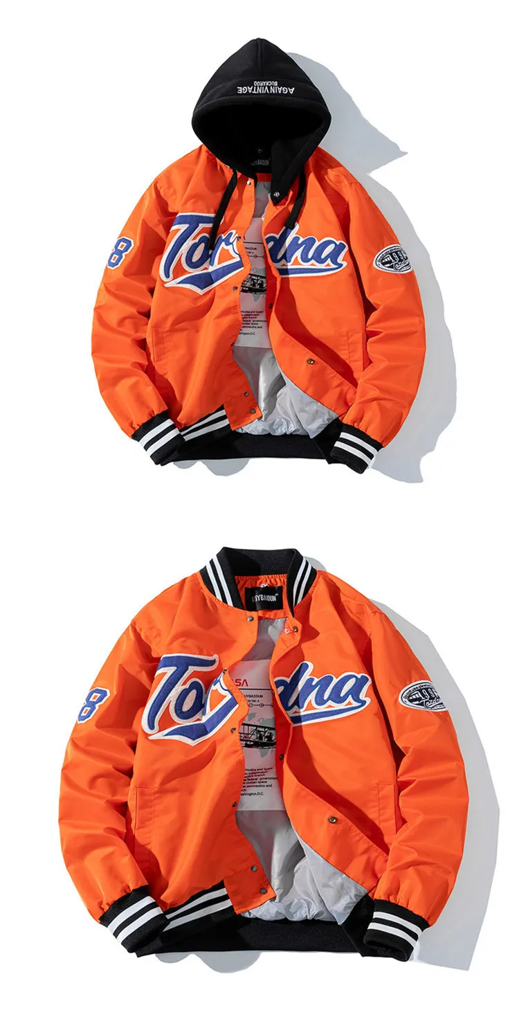ORANDESIGNE Bomber Jacket Femme Homme - Blouson Vintage Baseball Bouton Pression, Poches & Coupe-Vent