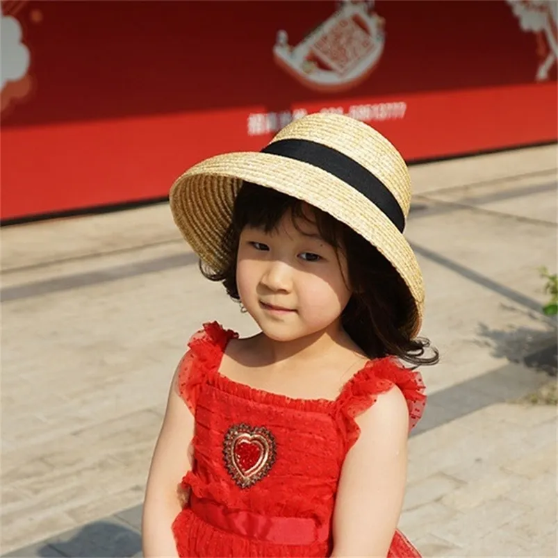 Caps Hats Captrines de Crianças Infantil Cúpula larga Brim Verão Sun Ribbon Lace Bowknot Lace Up Beach Girl Cap Protection Straw 220907