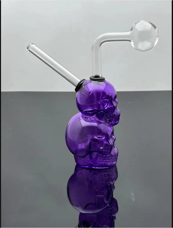 ガラスボウルパイプオスジョイントカラー漏斗ボウル喫煙紫色のスケルトンミニガラス水ギセル