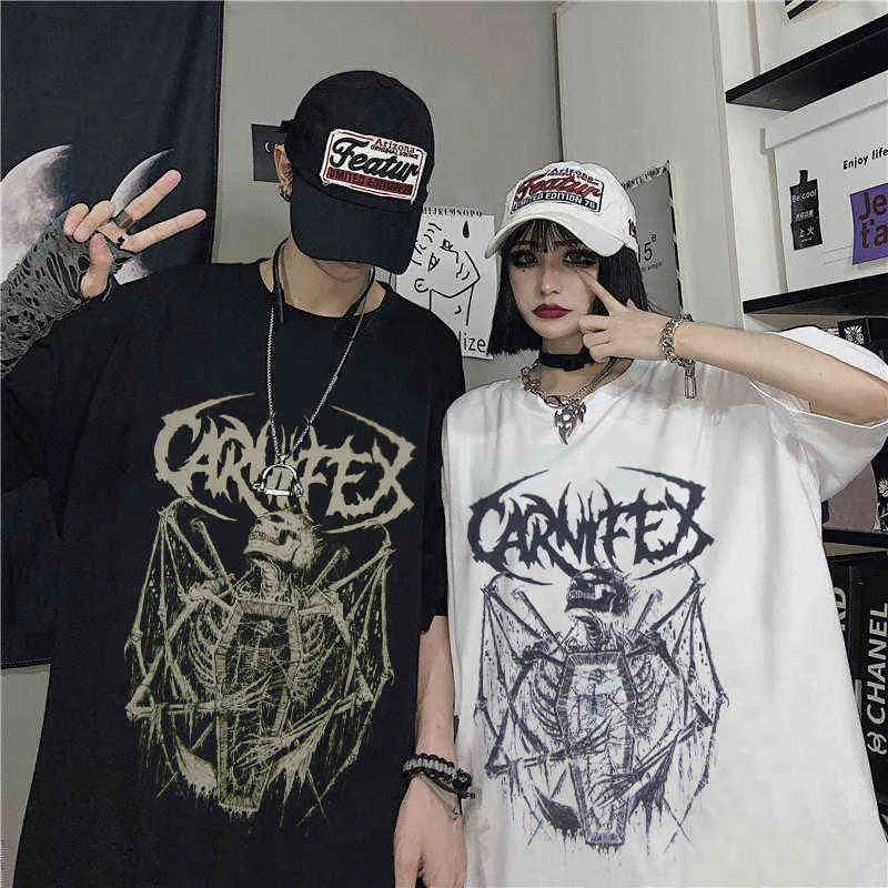 Męskie koszulki letnia Goth koszulka damska estetyczna luźna koszulka męska i damska Punk Dark Grunge Streetwear gotycki top t-shirty Harajuku y2k ubrania 0908H