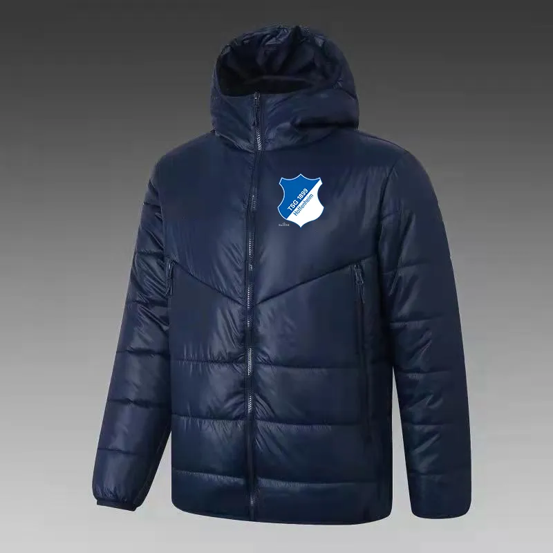 TSG 1899 Hoffenheim Men's Down Hoodie Jacket Winter Loisking Sport Mabet Full Zipper Sports extérieur Sweat-shirt chaud Custom Custom