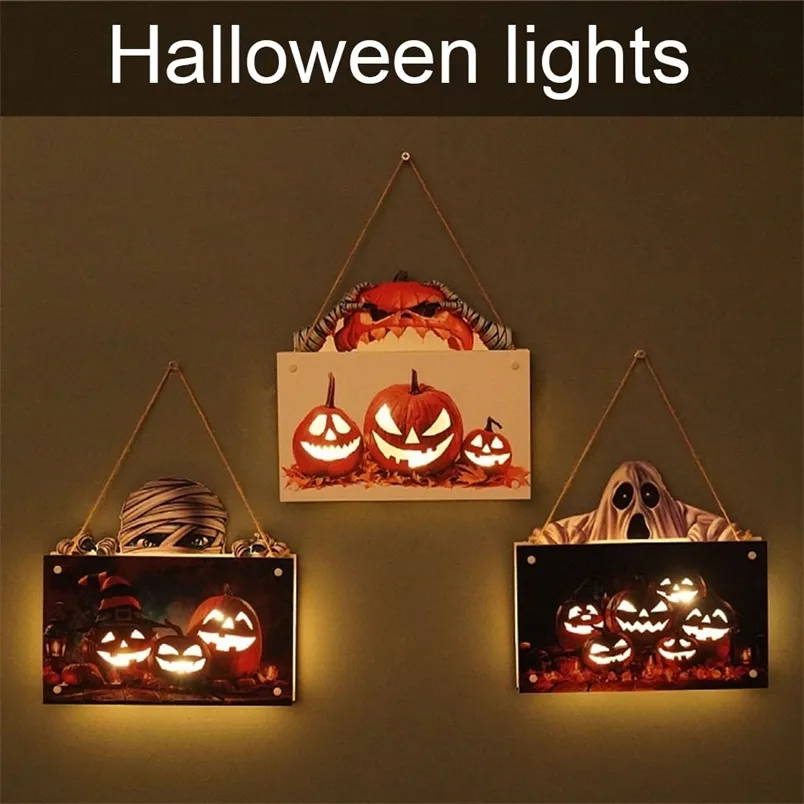 Halloween Toys LED Halloween Night Light House Sign Ambient Light Pumpkin Lantern Festival Crafts de parede Pingente decorativo 220908