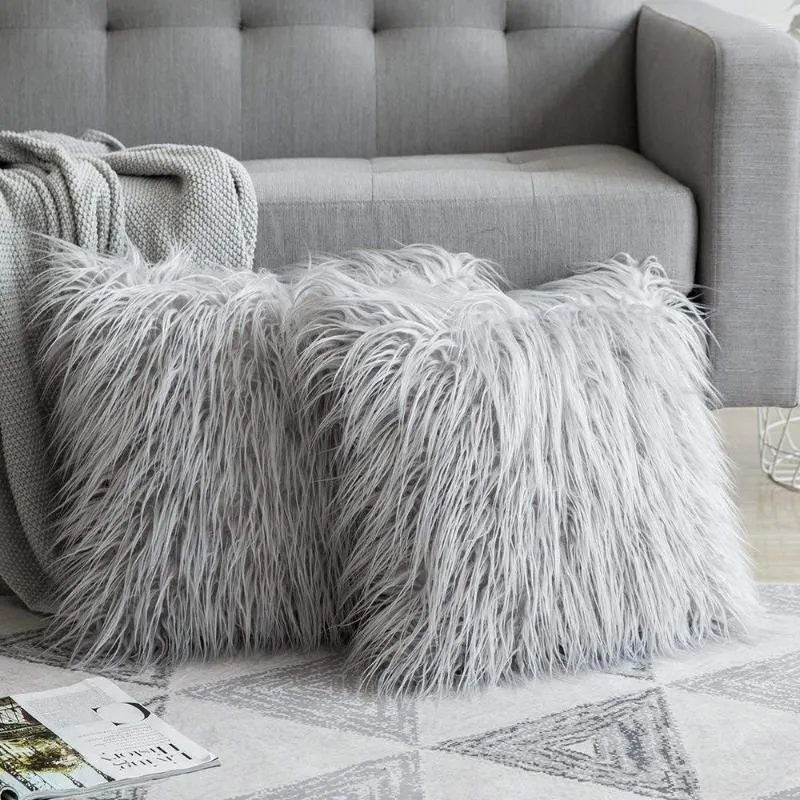 Cuscino Luxury Faux Fur Throw Cover Deluxe Decorative Covers Fodere quadrate in lino Morbide