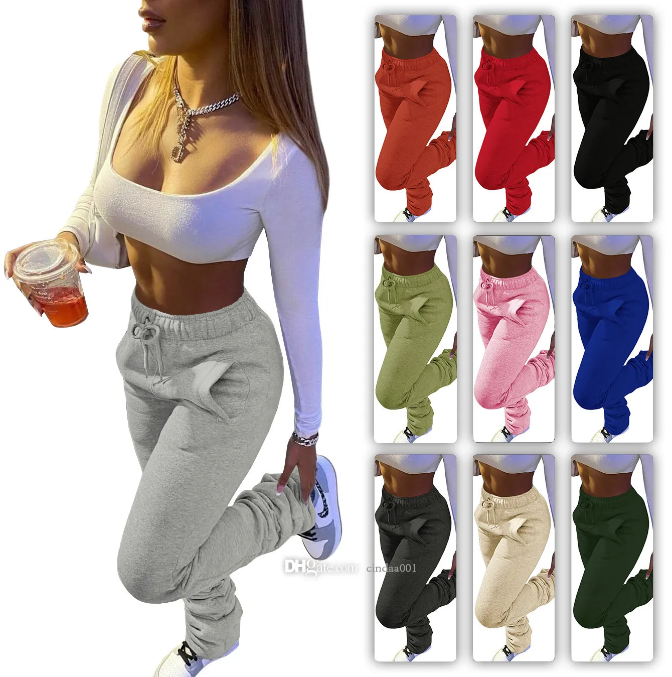 Fall Winter Women Sweatpants Sexy Stacked Pants Small Size XS 3XL High  Waist Leggings Fleece Drawstring Trousers258C From 20,8 €